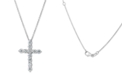Macy's Certified Diamond Cross Pendant Necklace (1 ct. t.w.) in 14k White Gold, 16" + 2" extender